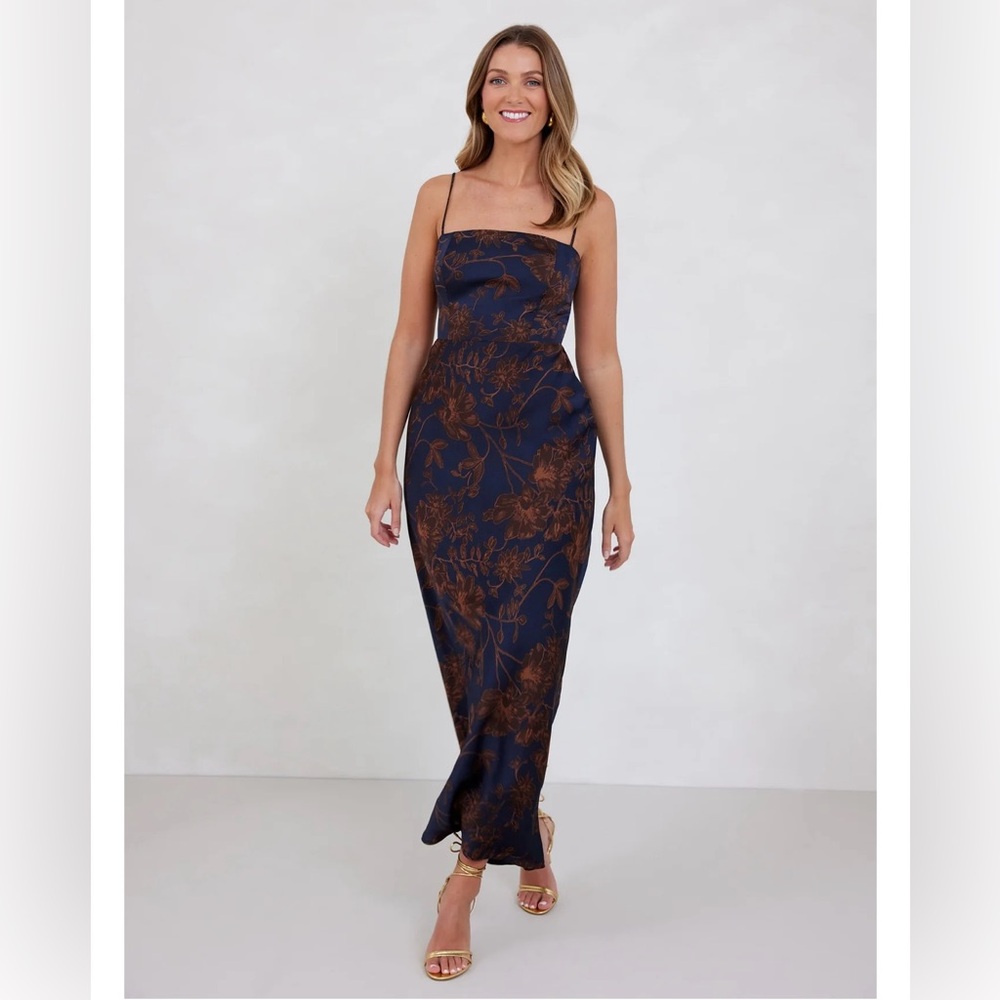 Park & Fifth Navy and Copper Floral Dress